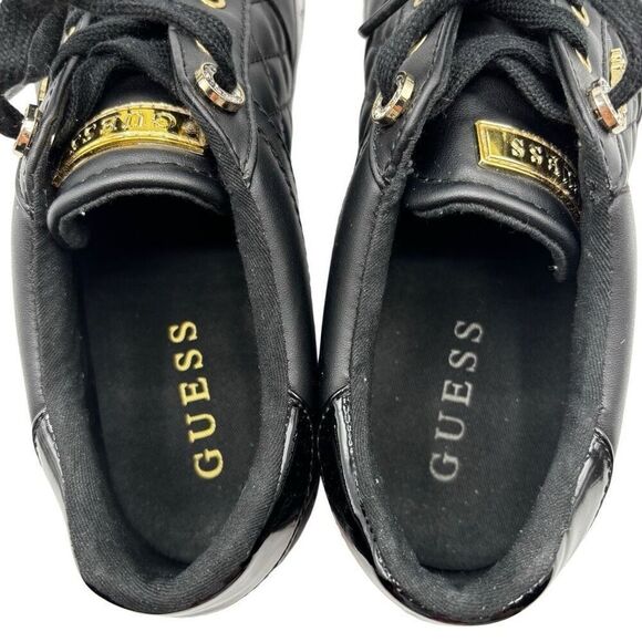 GUESS Loven Quilted Lace-Up Casual Low Top Sneakers Black Size Women’s 10 - Picture 9 of 10